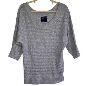 American Eagle Gray Dolman Sleeved Wide Neck Sweater Size Medium